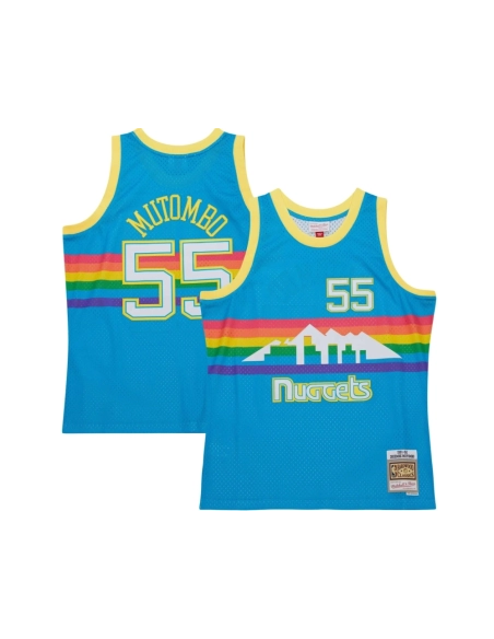 Mens Denver Nuggets Dikembe Mutombo Blue Hardwood Classics 1991 92 Tropical Swingman Jersey,Denver Nuggets,NBA,JERSEY with free 