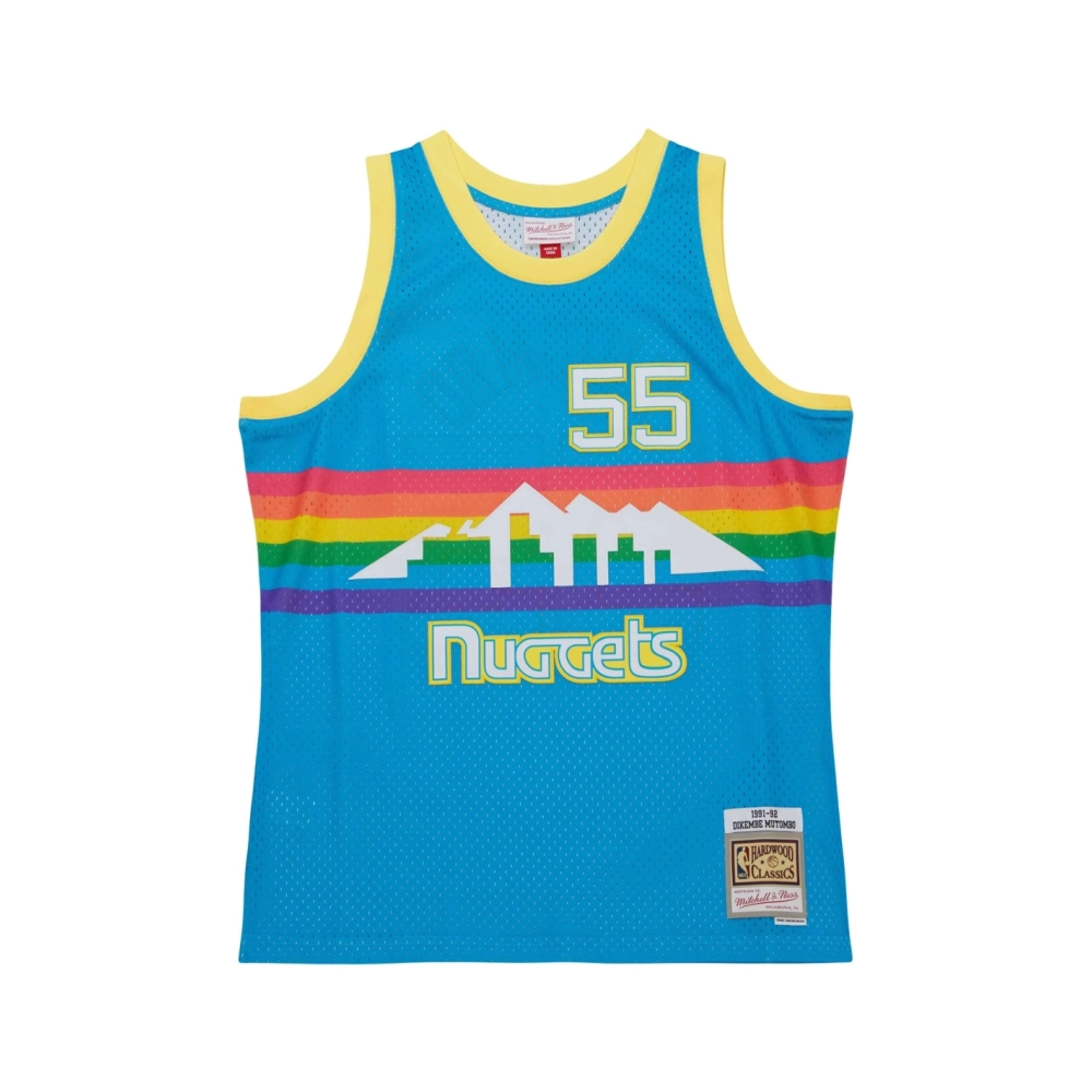 Mens Denver Nuggets Dikembe Mutombo Blue Hardwood Classics 1991 92 Tropical Swingman Jersey,Denver Nuggets,NBA,JERSEY with free 