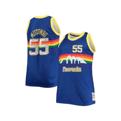 Mens Denver Nuggets Dikembe Mutombo Blue Big Tall 1991 92 NBA 75th Anniversary Diamond Swingman Jersey,Denver Nuggets,NBA,JERSEY