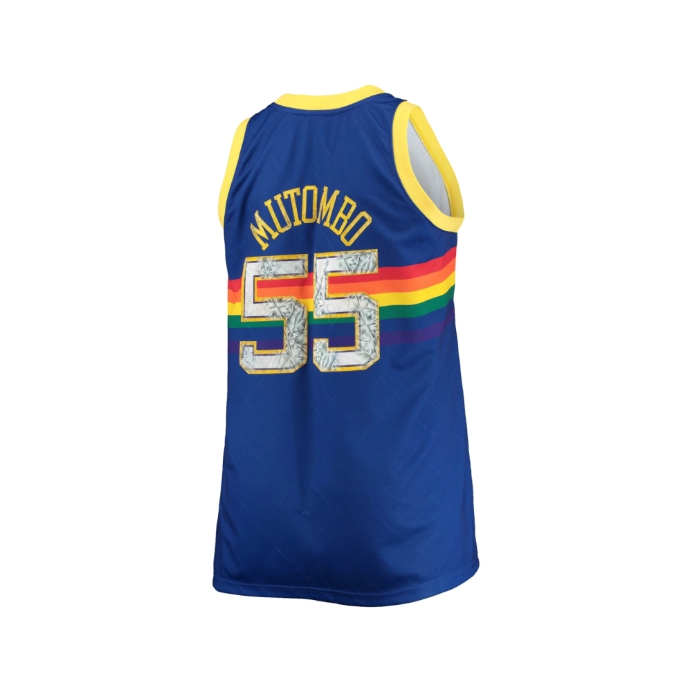 Mens Denver Nuggets Dikembe Mutombo Blue Big Tall 1991 92 NBA 75th Anniversary Diamond Swingman Jersey,Denver Nuggets,NBA,JERSEY