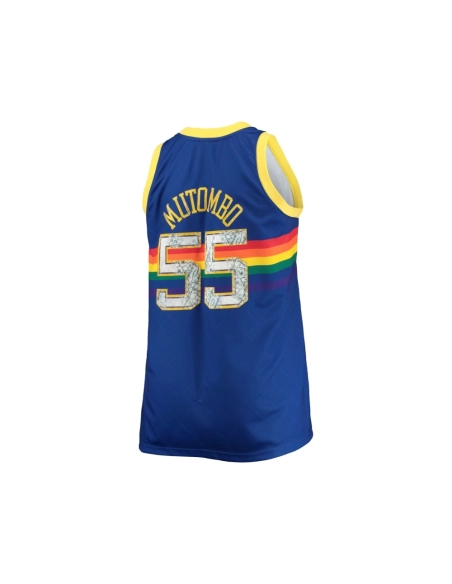 Mens Denver Nuggets Dikembe Mutombo Blue Big Tall 1991 92 NBA 75th Anniversary Diamond Swingman Jersey,Denver Nuggets,NBA,JERSEY