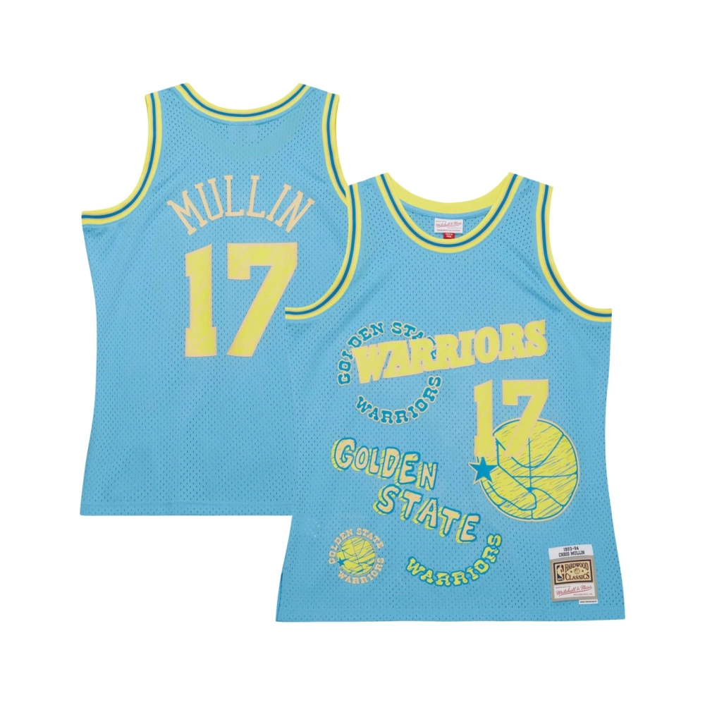 Mens Golden State Warriors Chris Mullin Light Blue 1993 94 Swingman Sidewalk Sketch Jersey,Golden State Warriors,NBA,JERSEY with