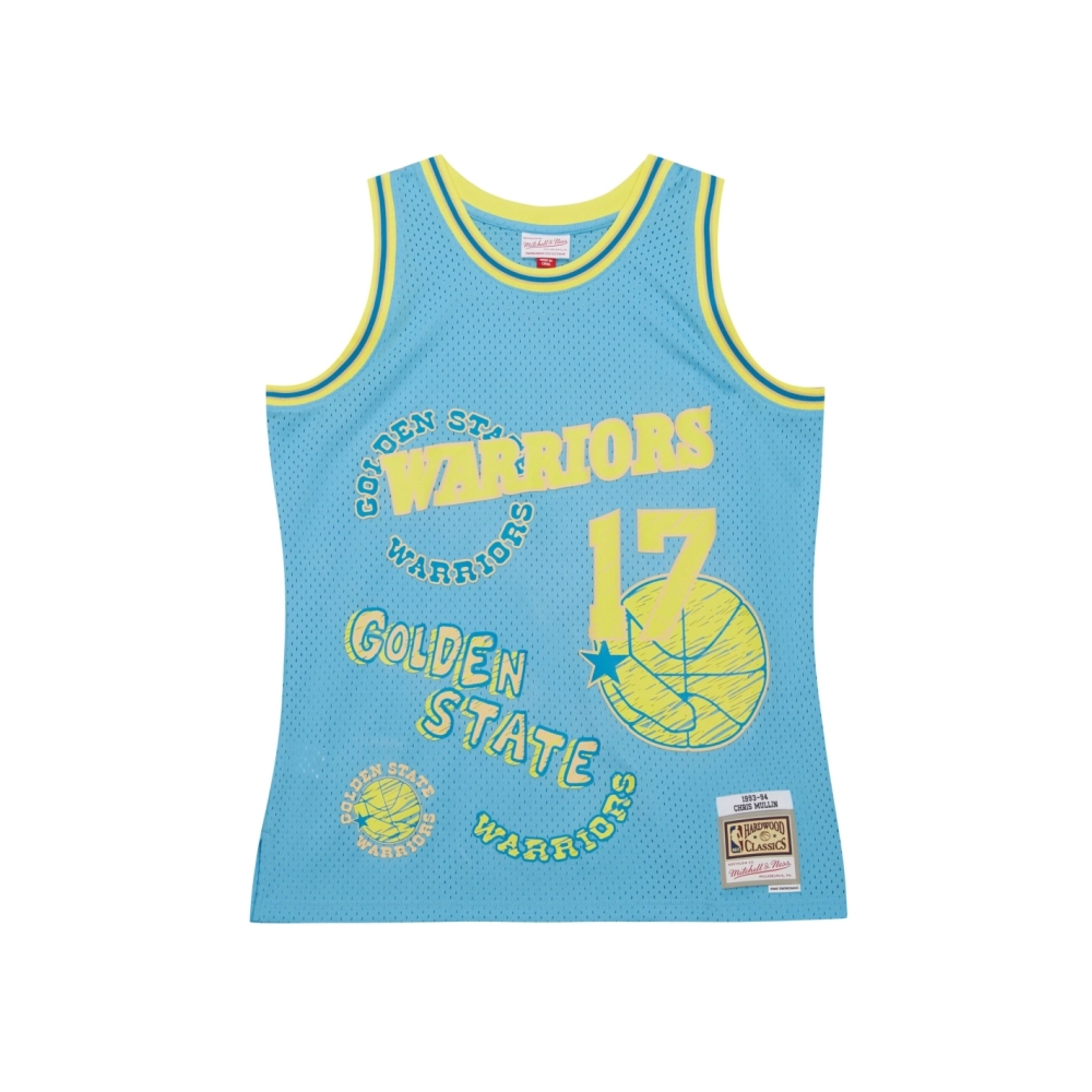 Mens Golden State Warriors Chris Mullin Light Blue 1993 94 Swingman Sidewalk Sketch Jersey,Golden State Warriors,NBA,JERSEY with