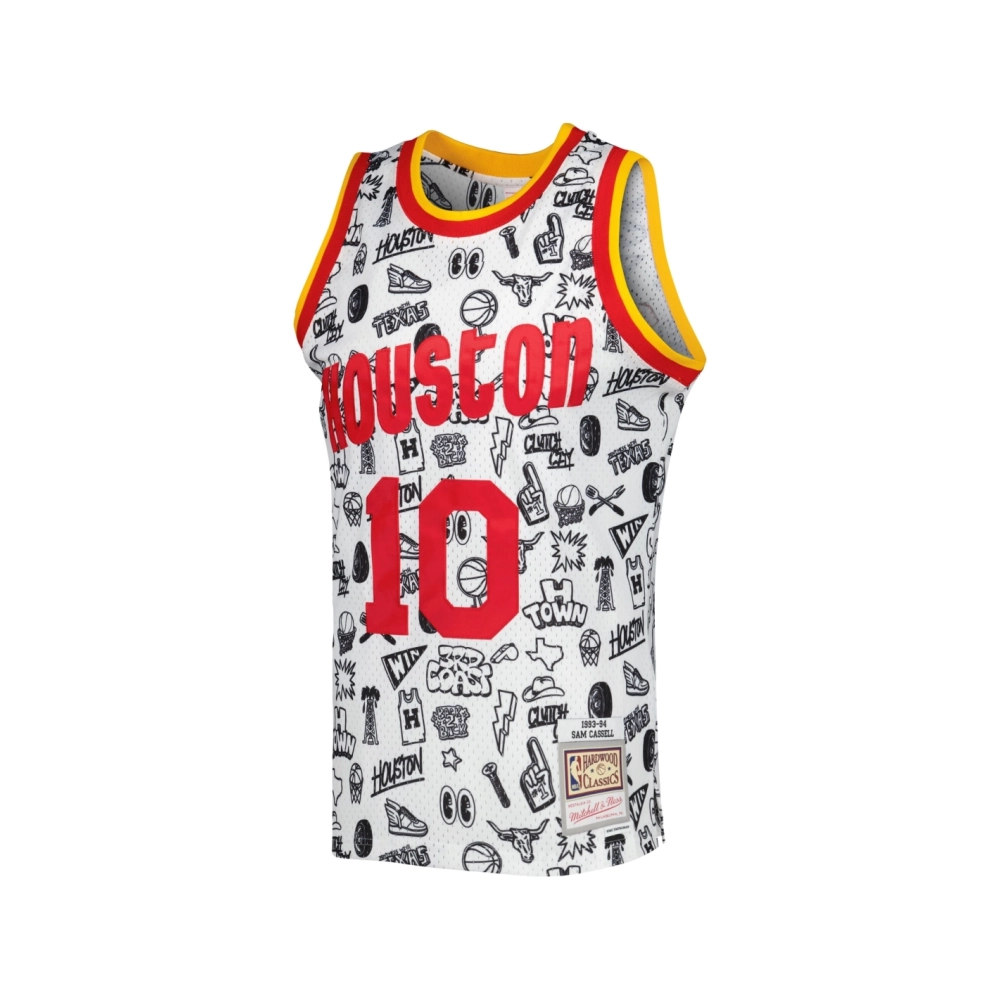 Mens Houston Rockets Sam Cassell White 1993 94 Hardwood Classics Doodle Swingman Jersey,Houston Rockets,NBA,JERSEY with free shi