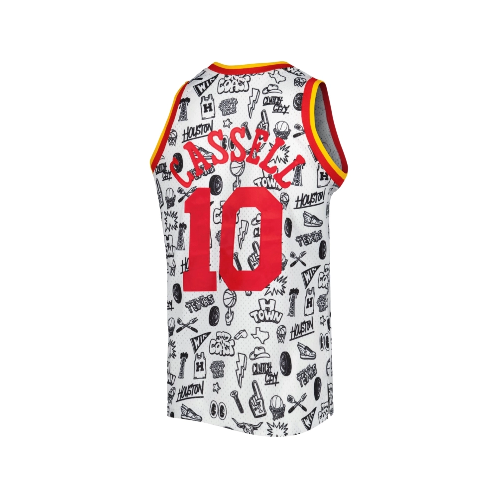 Mens Houston Rockets Sam Cassell White 1993 94 Hardwood Classics Doodle Swingman Jersey,Houston Rockets,NBA,JERSEY with free shi