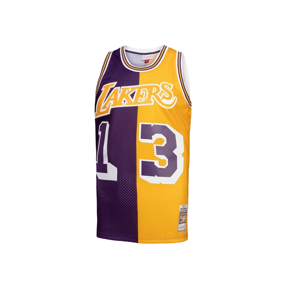 Mens Los Angeles Lakers Wilt Chamberlain Purple Gold Hardwood Classics 1971 72 Split Swingman Jersey,Los Angeles Lakers,NBA,JERS