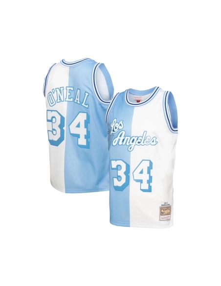 Mens Los Angeles Lakers Shaquille ONeal Powder Blue White Big Tall Hardwood Classics 1996 97 Split Swingman Jersey,Los Angeles L