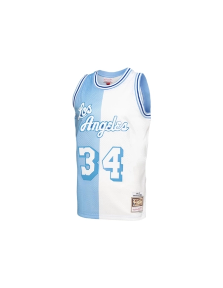 Mens Los Angeles Lakers Shaquille ONeal Powder Blue White Big Tall Hardwood Classics 1996 97 Split Swingman Jersey,Los Angeles L