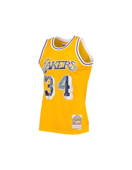 Mens Los Angeles Lakers Shaquille ONeal Gold 1996-97 Hardwood Classics NBA 75th Anniversary Diamond Swingman Jersey,Los Angeles 