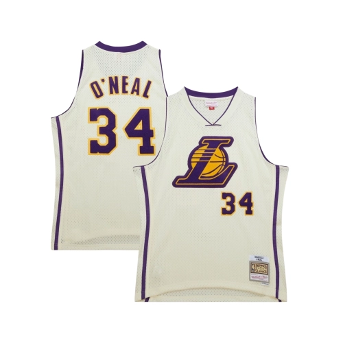 Mens Los Angeles Lakers Shaquille ONeal Cream Chainstitch Swingman Jersey,Los Angeles Lakers,NBA,JERSEY with free shipping