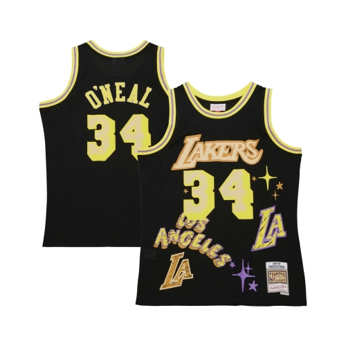 Mens Los Angeles Lakers Shaquille ONeal Black 1996 97 Swingman Sidewalk Sketch Jersey,Los Angeles Lakers,NBA,JERSEY with free sh