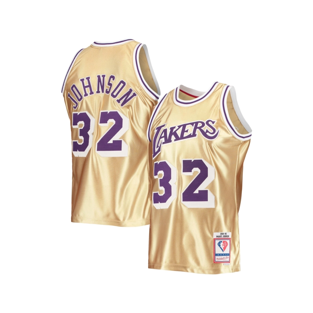 Mens Los Angeles Lakers Magic Johnson Gold 75th Anniversary 1984 85 Hardwood Classics Swingman Jersey,Los Angeles Lakers,NBA,JER