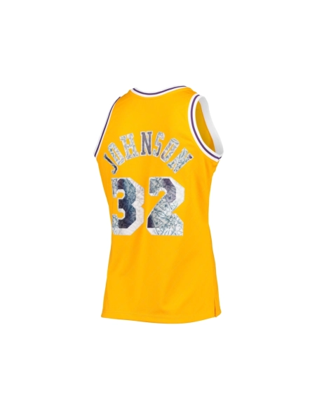 Mens Los Angeles Lakers Magic Johnson Gold 1984 85 Hardwood Classics NBA 75th Anniversary Diamond Swingman Jersey,Los Angeles La