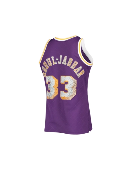 Mens Los Angeles Lakers Kareem Abdul-Jabbar Purple 1996-97 Hardwood Classics NBA 75th Anniversary Diamond Swingman Jersey,Los An