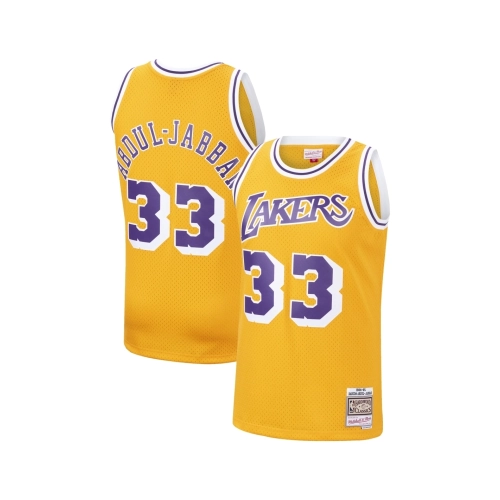 Mens Los Angeles Lakers Kareem Abdul-Jabbar Gold Hardwood Classics Swingman Jersey,Los Angeles Lakers,NBA,JERSEY with free shipp