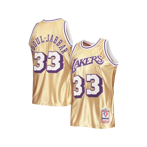 Mens Los Angeles Lakers Kareem Abdul-Jabbar Gold 75th Anniversary 1983 84 Hardwood Classics Swingman Jersey,Los Angeles Lakers,N