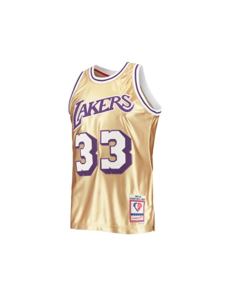 Mens Los Angeles Lakers Kareem Abdul-Jabbar Gold 75th Anniversary 1983 84 Hardwood Classics Swingman Jersey,Los Angeles Lakers,N