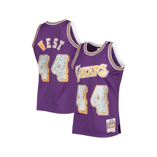 Mens Los Angeles Lakers Jerry West Purple 1971 72 Hardwood Classics NBA 75th Anniversary Diamond Swingman Jersey,Los Angeles Lak