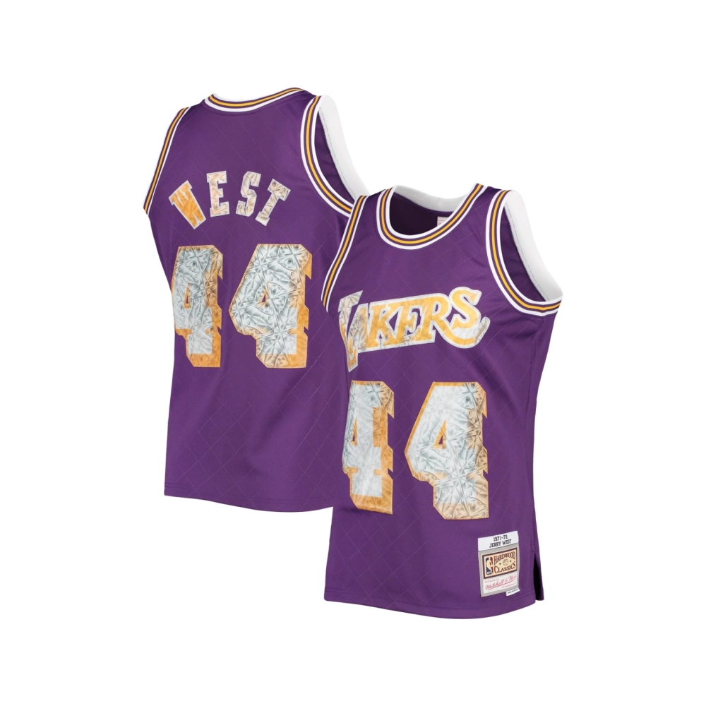 Mens Los Angeles Lakers Jerry West Purple 1971 72 Hardwood Classics NBA 75th Anniversary Diamond Swingman Jersey,Los Angeles Lak