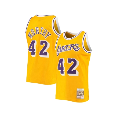 Mens Los Angeles Lakers James Worthy Gold 1984 85 Hardwood Classics Swingman Jersey,Los Angeles Lakers,NBA,JERSEY with free ship