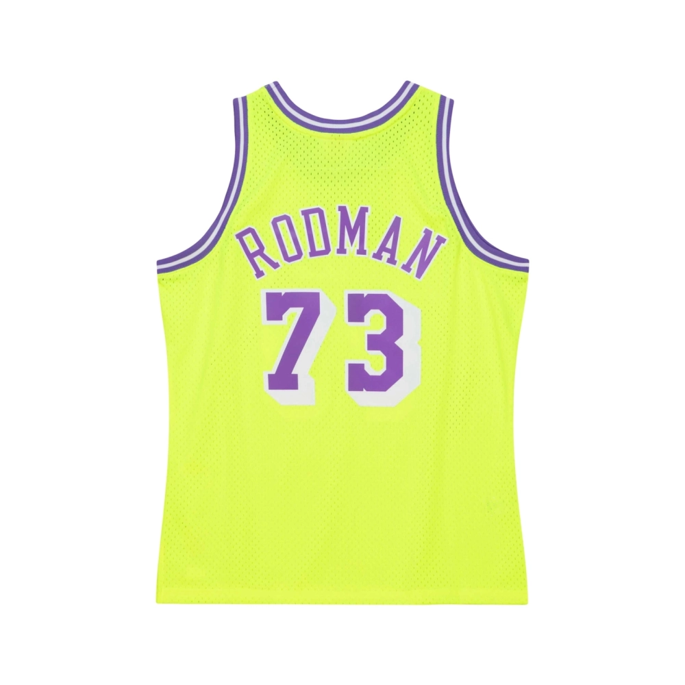 Mens Los Angeles Lakers Dennis Rodman Neon Yellow Hardwood Classics 1998 99 Tropical Swingman Jersey,Los Angeles Lakers,NBA,JERS