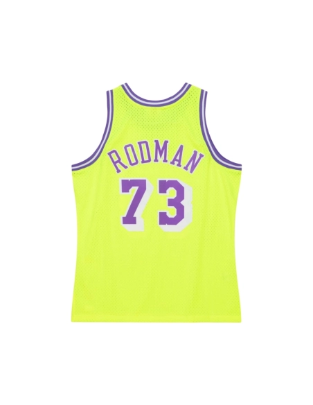 Mens Los Angeles Lakers Dennis Rodman Neon Yellow Hardwood Classics 1998 99 Tropical Swingman Jersey,Los Angeles Lakers,NBA,JERS