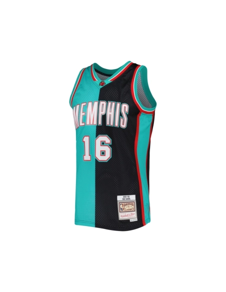 Mens Memphis Grizzlies Pau Gasol Black Turquoise Hardwood Classics 2001 02 Split Swingman Jersey,Memphis Grizzlies,NBA,JERSEY wi
