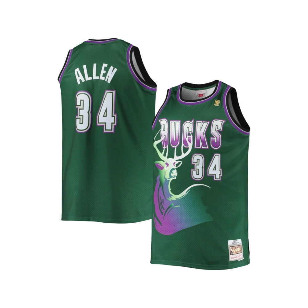 Mens Milwaukee Bucks Ray Allen Hunter Green Big Tall 1996 97 Hardwood Classics Swingman Jersey,Milwaukee Bucks,NBA,JERSEY with f