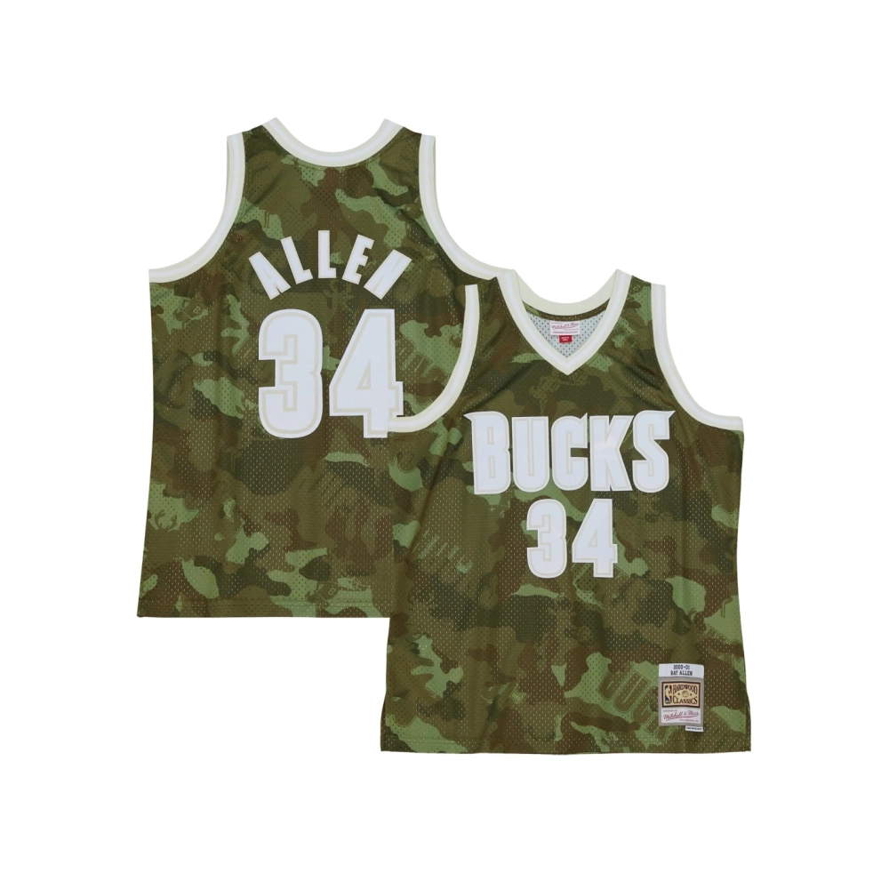 Mens Milwaukee Bucks Ray Allen Camo Hardwood Classics 2000 01 Ghost Green Swingman Jersey,Milwaukee Bucks,NBA,JERSEY with free s