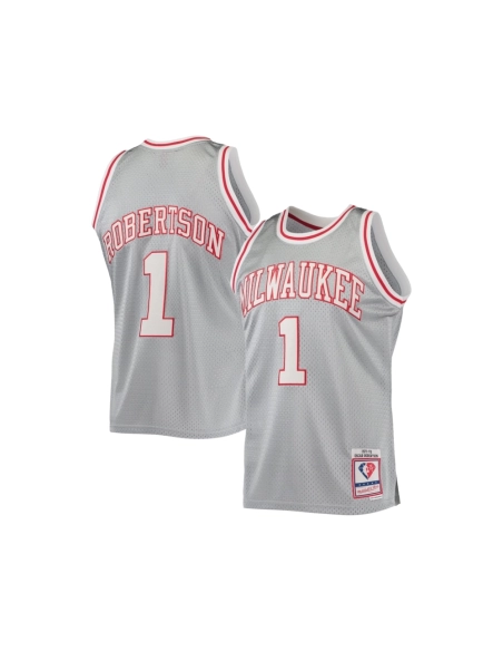 Mens Milwaukee Bucks Oscar Robertson Silver 75th Anniversary 1971 72 Hardwood Classics Swingman Jersey,Milwaukee Bucks,NBA,JERSE