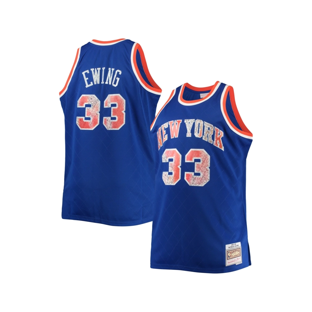 Mens New York Knicks Patrick Ewing Blue Big Tall 1991 92 NBA 75th Anniversary Diamond Swingman Jersey,New York Knicks,NBA,JERSEY