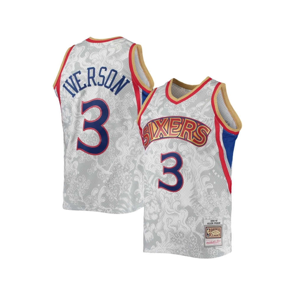 Mens Philadelphia 76ers Allen Iverson White Hardwood Classics 1996 97 Lunar New Year Swingman Jersey,Philadelphia 105ers,NBA,JER