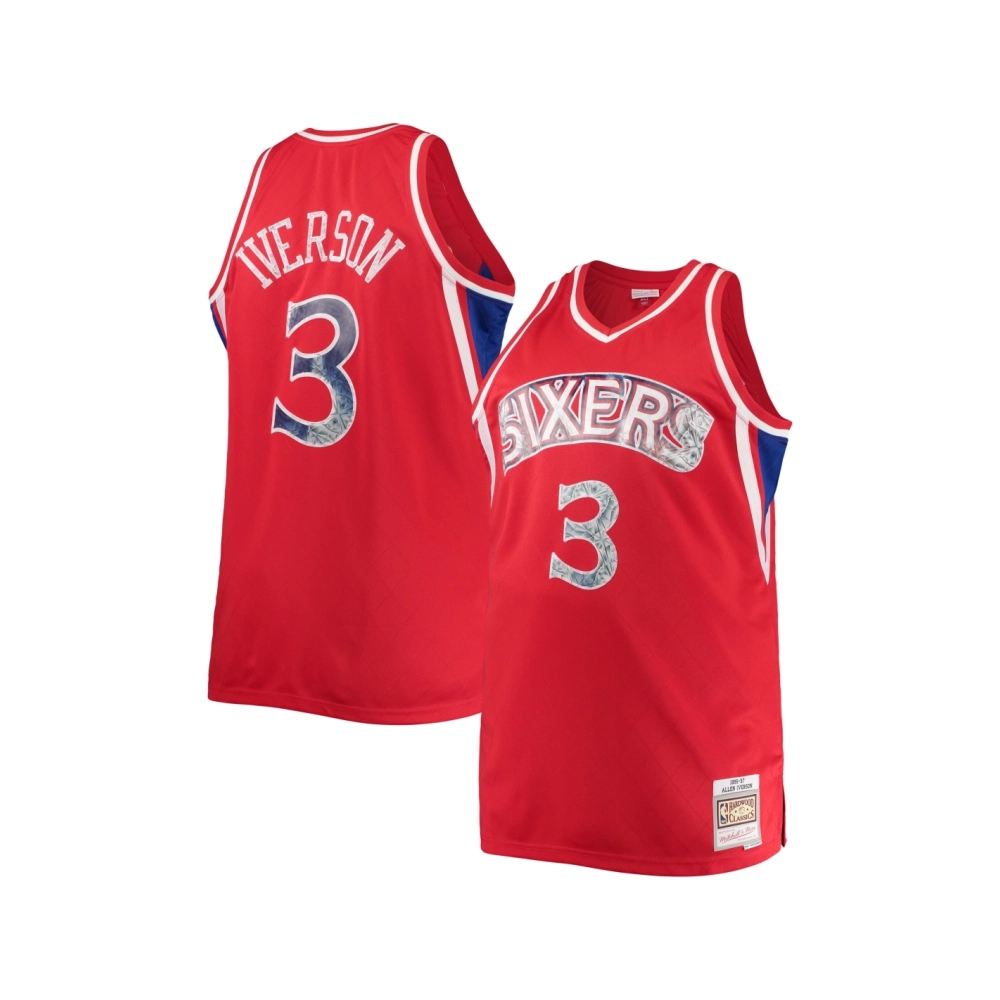 Mens Philadelphia 76ers Allen Iverson Red Big Tall 1996 97 NBA 75th Anniversary Diamond Swingman Jersey,Philadelphia 117ers,NBA,