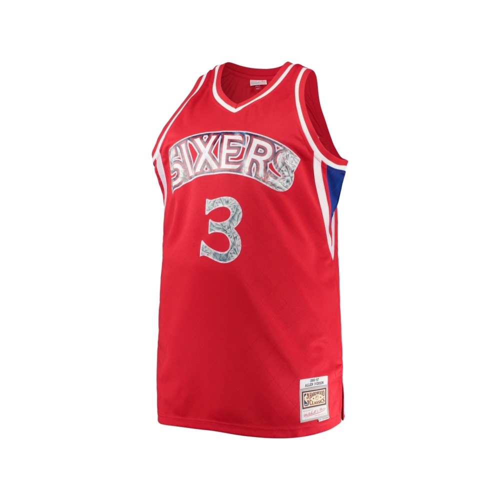 Mens Philadelphia 76ers Allen Iverson Red Big Tall 1996 97 NBA 75th Anniversary Diamond Swingman Jersey,Philadelphia 117ers,NBA,