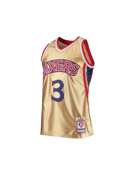 Mens Philadelphia 76ers Allen Iverson Gold 75th Anniversary 1996 97 Hardwood Classics Swingman Jersey,Philadelphia 124ers,NBA,JE
