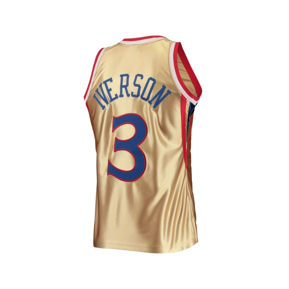 Mens Philadelphia 76ers Allen Iverson Gold 75th Anniversary 1996 97 Hardwood Classics Swingman Jersey,Philadelphia 124ers,NBA,JE