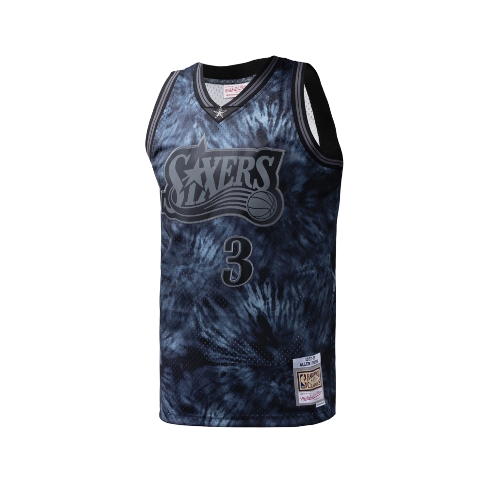 Mens Philadelphia 76ers Allen Iverson Black Hardwood Classics 1997 98 Tie-Dye Swingman Jersey,Philadelphia 128ers,NBA,JERSEY wit