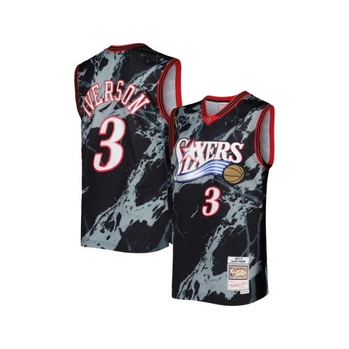 Mens Philadelphia 76ers Allen Iverson Black 2000 01 Hardwood Classics Marble Swingman Jersey,Philadelphia 131ers,NBA,JERSEY with