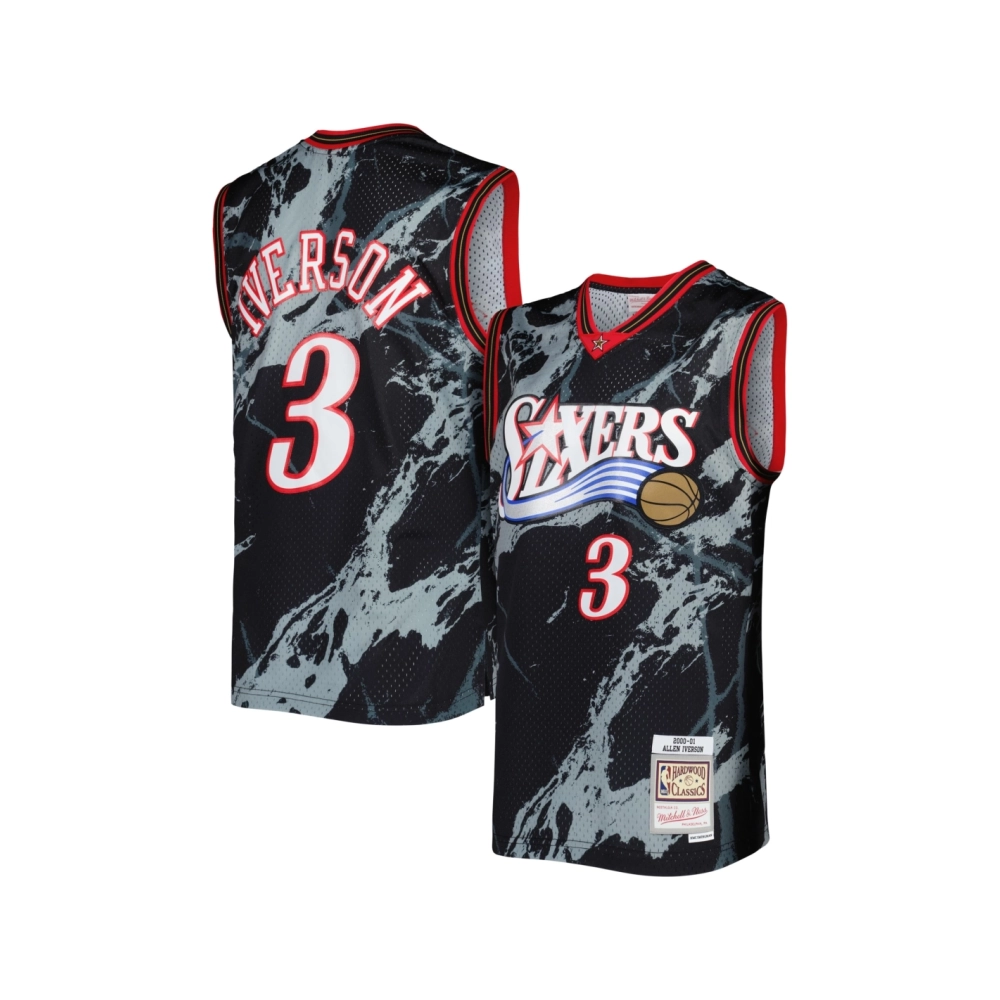 Mens Philadelphia 76ers Allen Iverson Black 2000 01 Hardwood Classics Marble Swingman Jersey,Philadelphia 131ers,NBA,JERSEY with