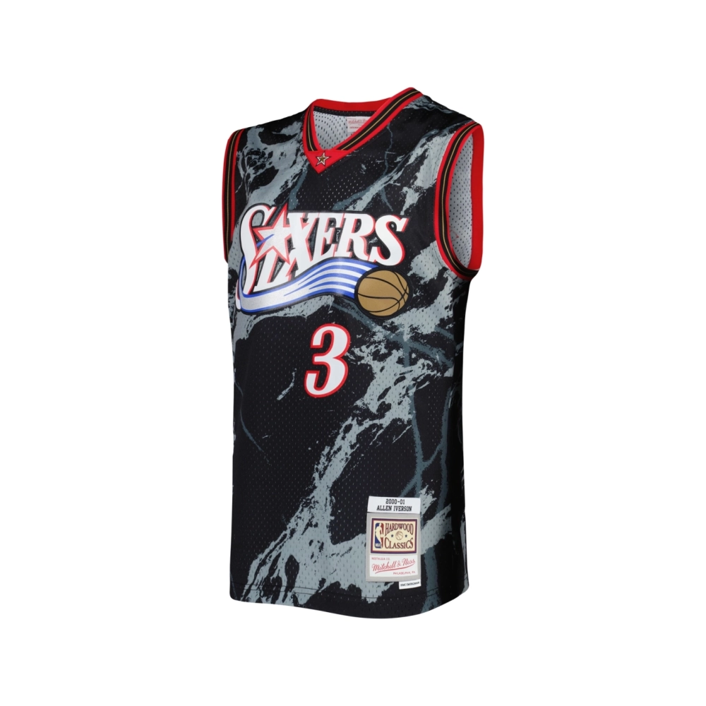 Mens Philadelphia 76ers Allen Iverson Black 2000 01 Hardwood Classics Marble Swingman Jersey,Philadelphia 131ers,NBA,JERSEY with