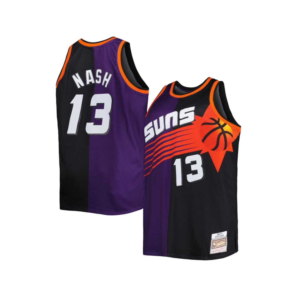 Mens Phoenix Suns Steve Nash Purple Black Big Tall Hardwood Classics 1996 97 Split Swingman Jersey,Phoenix Suns,NBA,JERSEY with 