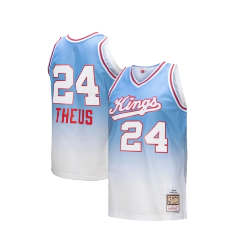 Mens Sacramento Kings Reggie Theus White Light Blue 1985 86 Hardwood Classics Fadeaway Swingman Player Jersey,Sacramento Kings,N