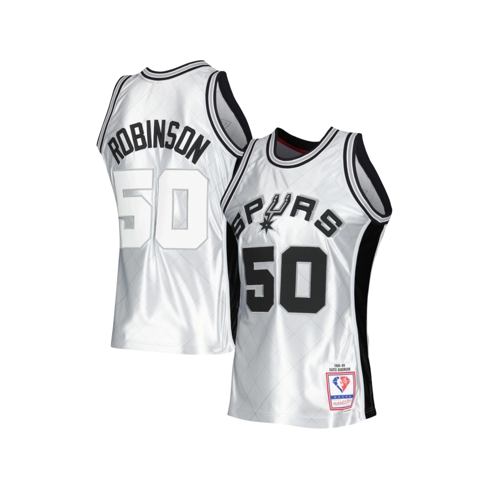 Mens San Antonio Spurs David Robinson Platinum 1998 99 Hardwood Classics 75th Anniversary Swingman Jersey,San Antonio Spurs,NBA,