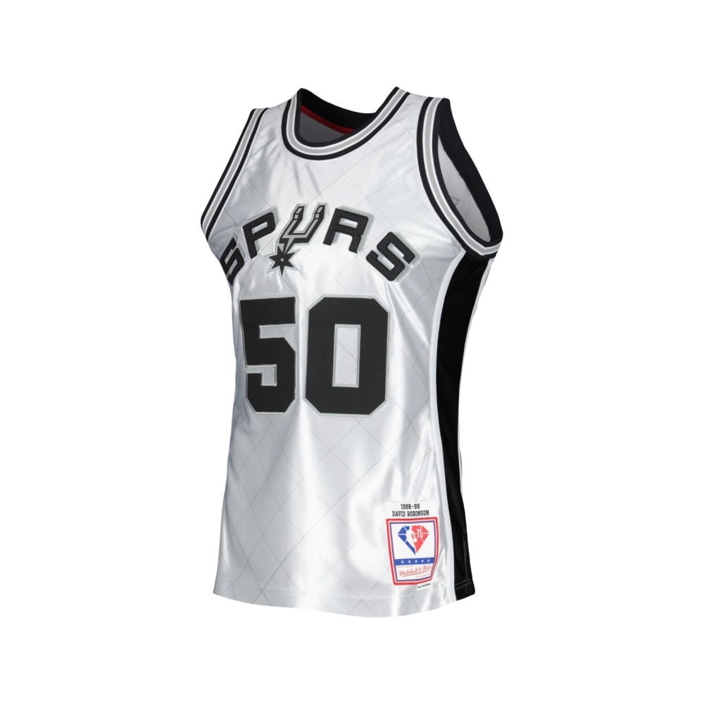 Mens San Antonio Spurs David Robinson Platinum 1998 99 Hardwood Classics 75th Anniversary Swingman Jersey,San Antonio Spurs,NBA,