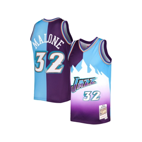 Mens Utah Jazz Karl Malone Purple Turquoise Hardwood Classics 1996 97 Split Swingman Jersey,Utah Jazz,NBA,JERSEY with free shipp