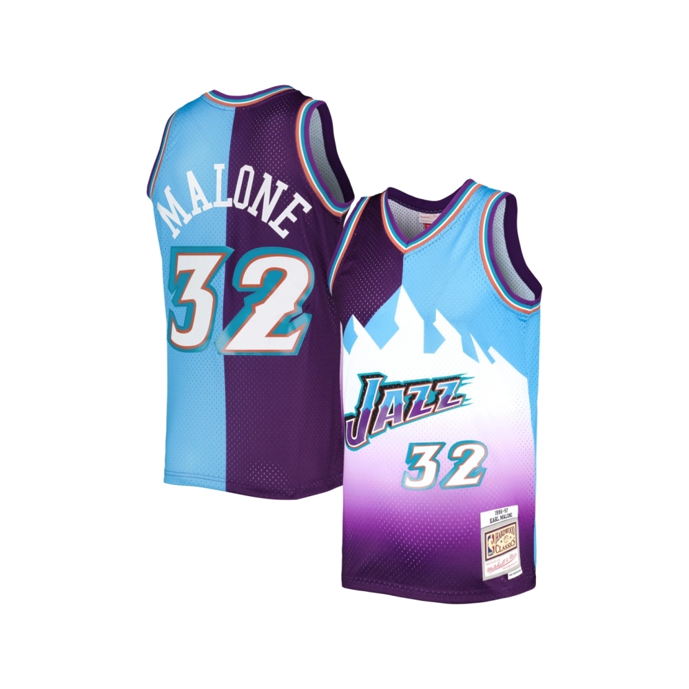 Mens Utah Jazz Karl Malone Purple Turquoise Hardwood Classics 1996 97 Split Swingman Jersey,Utah Jazz,NBA,JERSEY with free shipp