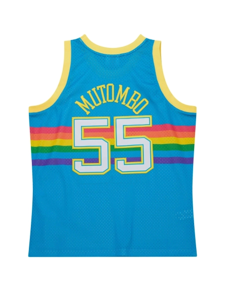 Mens Denver Nuggets Dikembe Mutombo Blue Hardwood Classics 1991 92 Tropical Swingman Jersey,Denver Nuggets,NBA,JERSEY with free 