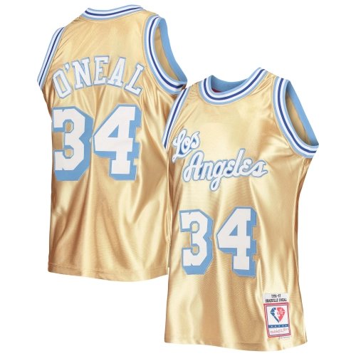 Mens Los Angeles Lakers Shaquille ONeal Gold 75th Anniversary 1996 97 Hardwood Classics Swingman Jersey,Los Angeles Lakers,NBA,J