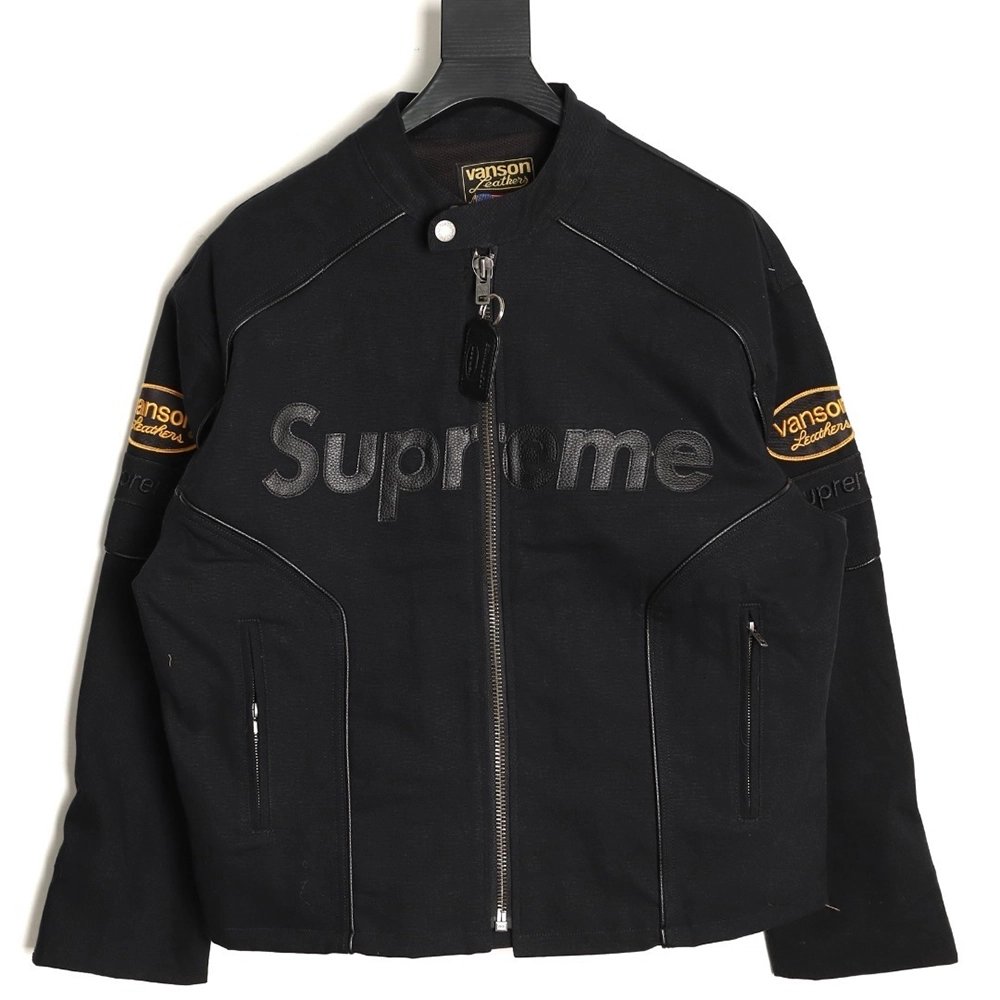 Supreme Vanson Leathers Cordura joint logo patch zipper patch jacket TSK2,Supreme
