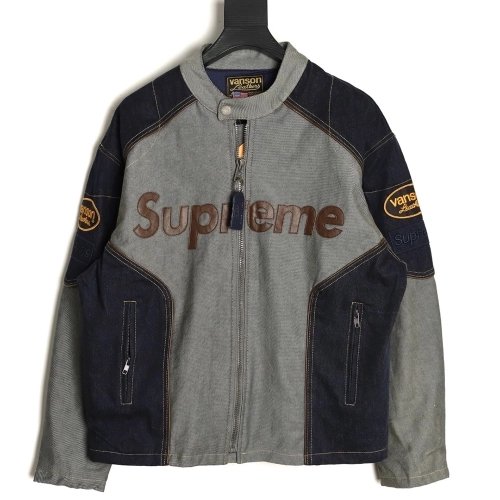 Supreme Vanson Leathers Cordura joint logo patch zipper patch jacket TSK1,Supreme